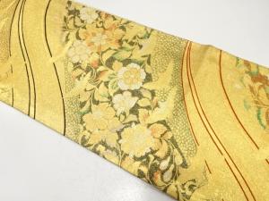 山並に花鳥模様織り出し　振袖用袋帯